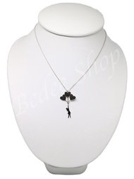 สร้อยคอเงินแท้พร้อมจี้ สร้อยเงิน ชุบทองคำขาว ประดับนิล เงินแท้ทั้งเส้น หนา 1 มิล. ยาว 40 ซม. ปรับเพิ