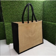 Big Jute Bag A3 Size with Color Gusset Plain Women Tote Bag Tangan Wanita Hadiah Murah Letak Name