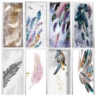 Custom Modern Art Door Stickers Feather Self-adhesive 3D Poster Bedroom Bathroom Home  Waterproof St