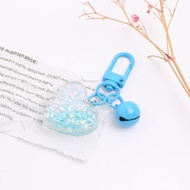 Car Key Pendant Bag Ornaments Heart Filled Sparkling Charm Colorful Heart Pendant Bell Keychain Keychain