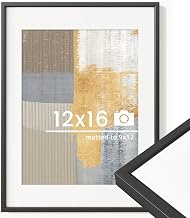 12x16 inch Metal Picture Frame - 12 x 16 Thin Aluminum Photo Frames with 9x12 Removable Mat - High D