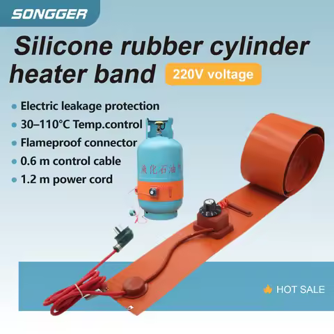 LPG Gas Cylinder Heater Band Silicone Heating Belt with Adjustable Thermostat for Propane / Gas Tank