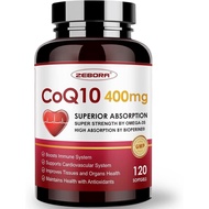 CoQ10-400mg-Softgels with PQQ, BioPerine & Omega-3, Coenzyme Q10(Ubiquinone) Supplement for High-Abs