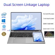 HUAV 15.6 Inch Dual Screen Laptop IPS 7 Inch Touch Screen Gaming Laptops 16/32GB RAM DDR4 Quad Core Intel (2.90GHz) 1T/2TB SSD Intel Celeron N100 Win11 Notebook Backlit Keyboard