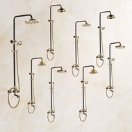 Black Gold Brass Bathroom Faucet Rain Shower Head Mixer System Set With Handshower Tub Spout Uzh409