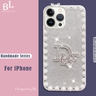 Case For iPhone 13 12 11 14 Pro Max XS Max XR X 7 8 6 6S Plus 13 12 mini SE SE2 SE3 Phone Case Luxury Bling Diamond Pearl Rhinestones Flower Phone Case For Lady Girls
