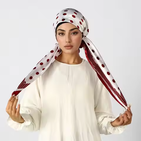 Fashion Muslim Printed Instant Hijab Cap Satin Scarf Turban Hair Bonnet Turban Headwrap For Sleeping