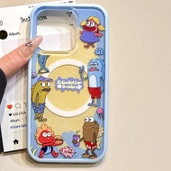 Bộ Sạc Không Dây Từ Tính Hình Cá Xấu Màu Xanh Dành Cho iPhone 13 14 pro 15 16 pro Max 2 Trong 1 Vỏ B