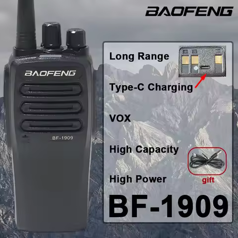 BaoFeng BF-1909 High Power Walkie Talkie Long Range Two Way Radio Type C Charging VOX Sound Quality 