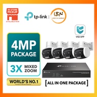 TP-Link 4MP AI CCTV 3xZoom Outdoor Bundle Full-Color Pan Tilt Wired IP Camera with PoE NVR (4MM)VIGI