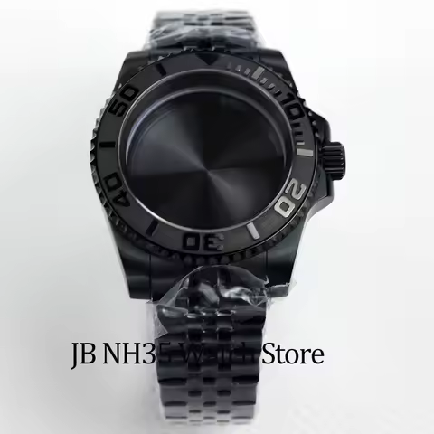 40mm NH35 Black Waterproof watch case sapphire glass fit Nh35 Nh36 Movement 28.5mm Dial YACHT-MASTER