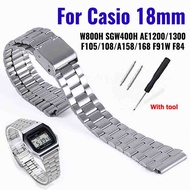 18mm for Casio F-91W SGW400 F91W F84 F105/108/A158/168 AE1200/1300 Stainless Steel Watch Strap Ultra