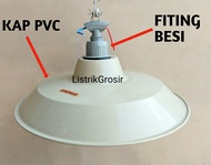 FITTING BESI + KAP PVC 30CM Gronco SET Kap PVC + Fiting BESI Kap Tudung Lampu Jalan Outdoor