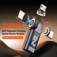 New 9pin Magnet charging digital display adapter, 240W PD 540° rotation, QC3.0/PD3.1, 5A Fast Charge