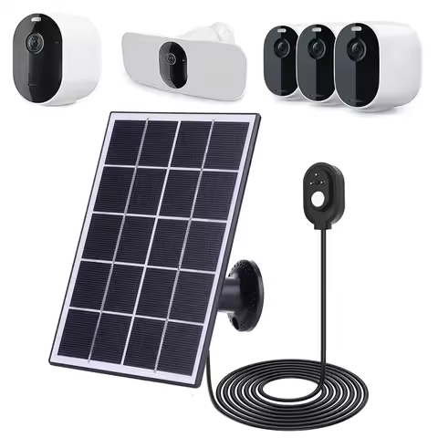 5V 10W Camera Solar Panel Charger IP65 Waterproof Security Camera Solar Panel 9.8Ft/3M Cable 360°Adj