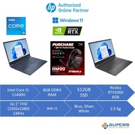 HP Victus 16-d0299TX Blue, 16-d0303TX Silver, 16-d0319TX White Laptop (Intel Core i5 11400H, 8gb ram