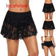 【Locafollow】 Skirt Skirted Swimsuit Swim Skort Lace Bottom Women's Short Bikini Crochet Swimwears Tankinis Set