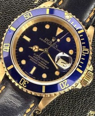 🌈🌈新返貨啦🌈🌈 ROLEX Submariner Date 16618 40mm 🌟18K 黃金錶頭 💙太陽放射藍面 💙藍圈 南瓜黃時標 🧡3 點位置日曆窗配放大鏡 🤍自動機芯 ⚙️淨錶 🌟C226