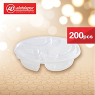 220mm 200pcs Round 3 Compartment Container 1100ml RT-1100R-3C (1 Carton)