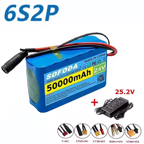 Hot Selling 24V 6S2P Lithium Battery Pack 50000mAh 18650 Rechargeable Battery/mobile Lithium-ion Bat