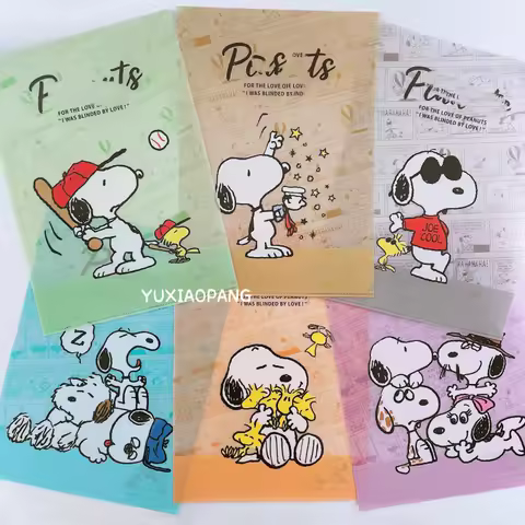 Cartoon Snoopy A4 L-Type File Folder Comic Pattern Single Sheet Document Holder Waterproof Paper Sto