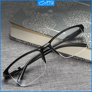 PTQ Reading Glasses Ultralight Resin Square Eyeglasses Half Frame Presbyopic Glasses Men Women +75~4