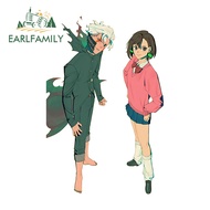 EARLFAMILY 13cm Dandadan Ayase Momo and Okarun Car Sticker Personlaity Occlusion Scratch Waterproof 