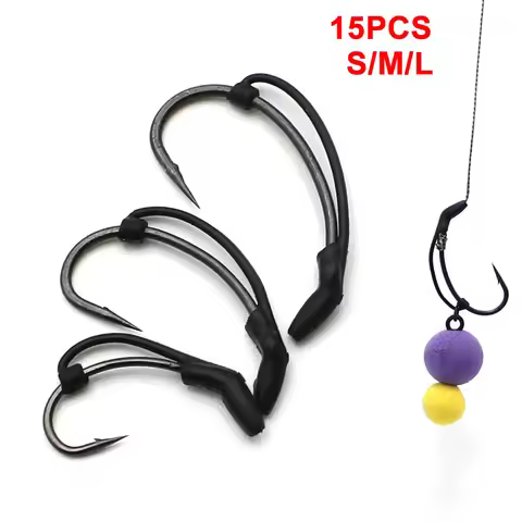 15PCS Carp Fishing Hook Kickers D Rig Kicker Aligners Hooks Sleeves Rigs Accessories End Terminal Ta