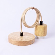 [Lamp Holder] Retro Wooden Wooden Retro Style Head Hanging Chandelier E27 Lantern Rope Solid Wood Ch
