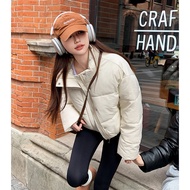 [Hi Girl] Winter Bread Padded Jacket Women's Disposable Leather Short Style Temperament Thickened Sm
