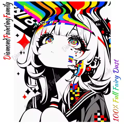 Diamond Painting Family Anime Girls Full Fairy Dust Diamond Dot Art Crystal Resin Mosaic Painting Ki