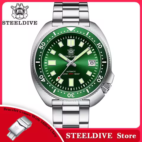 Steeldive Brand SD1970 Tuna Dive Watch 200m Waterproof Sapphire crystal NH35 Automatic Mechanical St