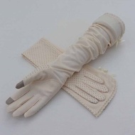 Touchscreen UV Protection Gloves Women Cotton Full Finger Dot Long Gloves Slip Resistant Sunscreen Ladies Driving Elbow Gloves