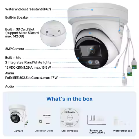 Hikvision DS-2CD2387G3-LIS2UY/SL 8MP POE Smart Hybrid Light Network Camera 1/1.8 F1.0 Audio2.0 AI IS