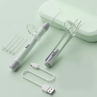 【EZlife】USB充電掏耳勺鑷子二件套 綠色