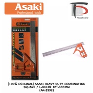 [100% ORIGINAL] ASAKI HEAVY DUTY COMBINATION SQUARE / L-RULER 12”-300MM (AK-2592) ( IRWIN / STANLEY 