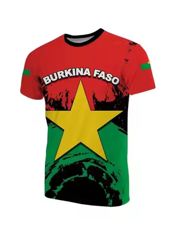 Burkina Faso Jersey Men's T-shirt O-Neck Oversized Short Sleeve Clothing 3D Print BF Flag Fitness Fo