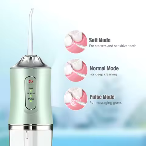 Oral Irrigator Portable Teeth Irrigator USB Rechargeable Waterproof Teeth Scrubber 3 Modes Clean Tee