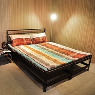 免螺絲角鋼雙人床架-消光黑加大加厚款