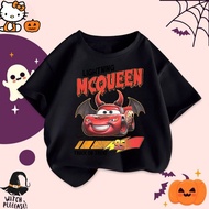 [100% Cotton] Baju Halloween Mcqueen Car T-Shirt Kids Adults Trick or Treat Tee Shirt Halloween Cosp