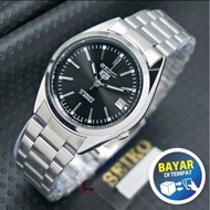 jam tangan seiko 5 automatic | otomatis | 21 jewels pria &amp; wanita rant - silver hitam