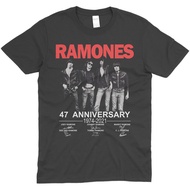 Top Quality Metal Band Tshirt Custom Print Streetwear Ramones 47th Anniversary Tshirt Vintage Design
