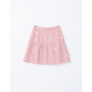 AIR SPACE Qipao SKORT Tweed Cheongsam With Ribbon Bows Elastic Waistline & Underpants Within