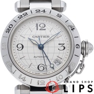 Pre-owned Cartier Pasha C Meridian GMT Watch W31078M7, warranty included, stainless steel men's watc