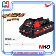 MILWAUKEE M18 RED LITHIUM-ION 3.0AH BATTERY ONLY-(HB3 3.0AH)