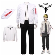 ☋▧2021 New Anime Tokyo Revengers Hanemiya Kazutora Cosplay Costume Wig Zipper White Jacket Valhalla