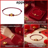 APPEAEA Beaded Bracelet, Gold Color Horse 999 Sliver Lucky Horse Bracelet, Trendy Auspicious Meaning