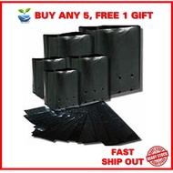1-2pcs POLYBAG Polibeg HITAM 14x14 / 6x9/ 16x16 berkaki, tak perlu lipat, tebal, sesuai utk pokok ci