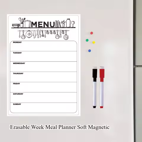 Erasable Week Meal Planner Soft Magnetic Fridge Sticker Whiteboard Message Board Memo Refrigerator M