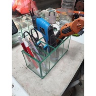 Stationery or other storage boxes made of 6 mm thick glass, 20 x 10 x 9 cm